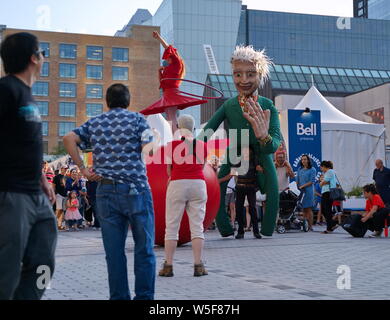 Montreal Quebec, Canada. Jul 2019. Events, comedy shows, performers, and fun and food, at the Just For Laughs Festival. Illustrative Editorial. Stock Photo