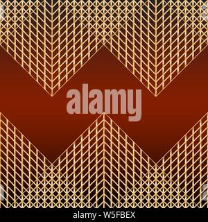 Golden abstract geometric ornament. Pattern of golden mesh on red background. Stock Vector