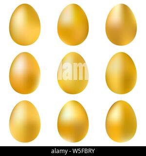Golden eggs set isolated on white background. Stock Vector