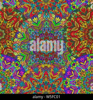 Seamless pattern with colored mandala. Vector illustration. Bright colors. Stock Vector