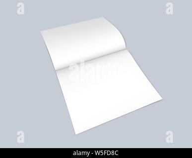 Open notepad, magazine, or brochure template. Realistic vector illustration on grey background. Stock Vector