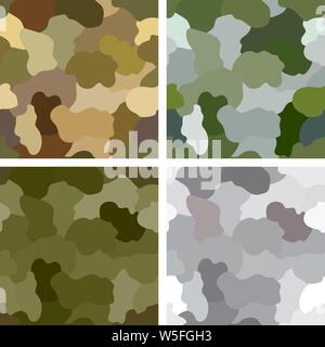 Set of original camouflage patterns. Seamless backgrounds. Stock Vector