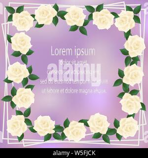 Rose blossom frame, place for text from roses, flowers bounding box, floral  border, vector illustration Stock Vector Image & Art - Alamy