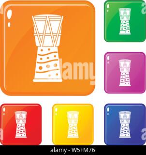 Tamtam icons set vector color Stock Vector