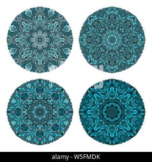 Set of circular patterns. Colored mandala. Round geometric ornaments set. Vector circular geometric ornament. Round pattern. Stock Vector