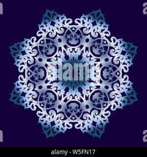 Circular blue pattern. Ornamental texture. Blue and white graphics, painted by hand. For the design and decoration background, packaging, fabrics, tex Stock Vector