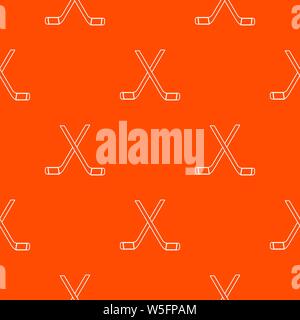Two crossed hockey sticks pattern vector orange Stock Vector