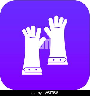 Heat resistant gloves for welding icon digital purple Stock Vector