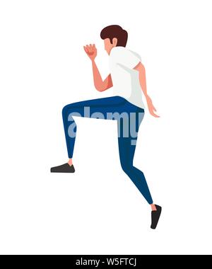 Man running cartoon character design flat vector illustration isolated on white background. Stock Vector