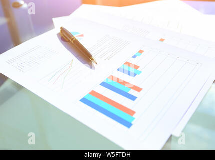 financial and business color charts and graphs of the table Stock Photo