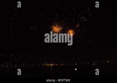 fireworks in Ischia on the feast of St. Anne on 26 July Stock Photo