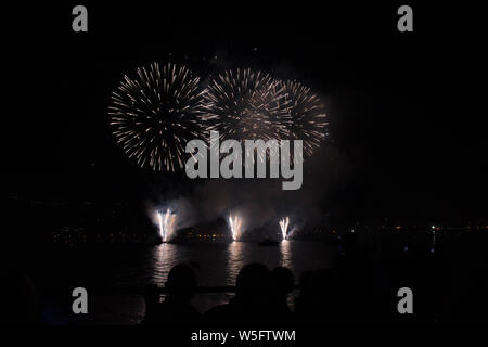 fireworks in Ischia on the feast of St. Anne on 26 July Stock Photo