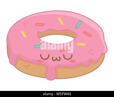 Donut cartoon design, Kawaii expression cute character funny and