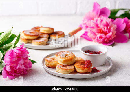 Homemade donuts with rose jam Stock Photo