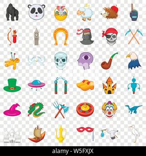 Fantasy icons set, isometric style Stock Vector