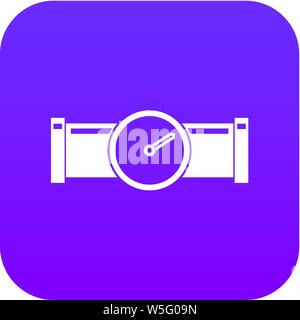 Instrument measures the pressure in the pipe icon digital purple Stock Vector