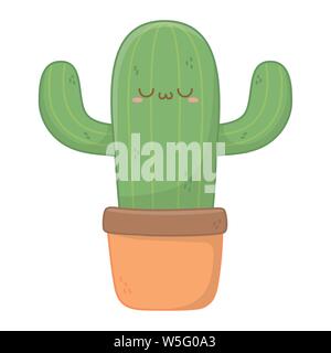 Cactus cartoon design, Kawaii expression cute character funny and emoticon theme Vector illustration Stock Vector