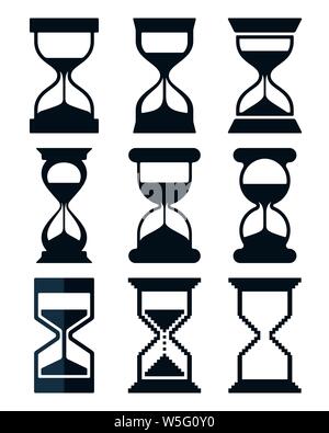 Various hourglass on white background. Hourglass vector design. Stock Vector