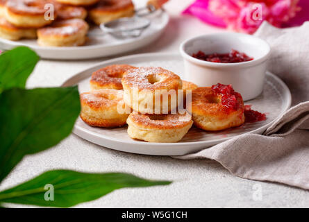 Homemade donuts with rose jam Stock Photo