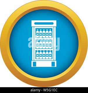 Fridge with refreshments drinks icon blue vector isolated Stock Vector