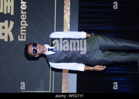 Hong Kong singer and actor Nicholas Tse attends a press conference for the Emperor Motion Pictures in Hong Kong, China, 19 March 2019. Stock Photo