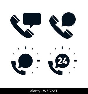 Support phones with speech bubbles on white background. Flat vector support icons. Stock Vector