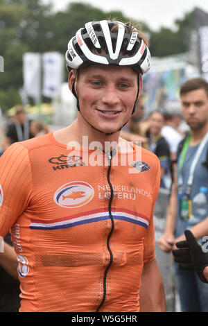 Brno, Czech Republic. 28th July, 2019. Gold medalist Netherland's Mathieu van der Poel during the men elite Cross Country European Championship race in Brno, Czech Republic, Sunday, July 28, 2019. (CTK/Vaclav Salek) Stock Photo