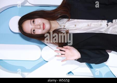 American singer and actress Krystal Jung, professionally known as Krystal, of South Korean girl group f(x), attends a promotional event for Miu Miu in Stock Photo