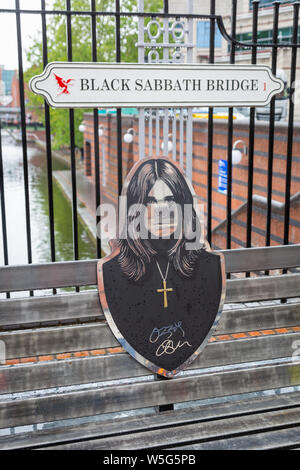 Picture of Ozzy Osbourne on the Black Sabbath Bridge, Birmingham UK Stock Photo