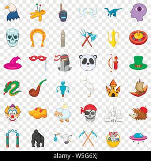 Egg in basket icons set, isometric style Stock Vector