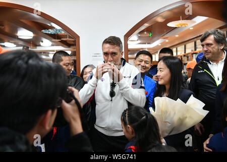 Argentine retired football player Gabriel Batistuta attends a charity event for the IFDA world legends series - Football Legends Cup - China 2019 in C Stock Photo