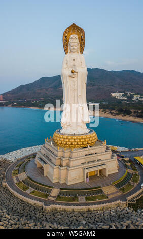 View of the Guanyin of Nanshan statue near the Nanshan Temple of Sanya in Sanya city, south China's Hainan province, 25 March 2019.    The Guanyin of Stock Photo