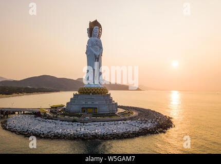 View of the Guanyin of Nanshan statue near the Nanshan Temple of Sanya in Sanya city, south China's Hainan province, 25 March 2019.    The Guanyin of Stock Photo