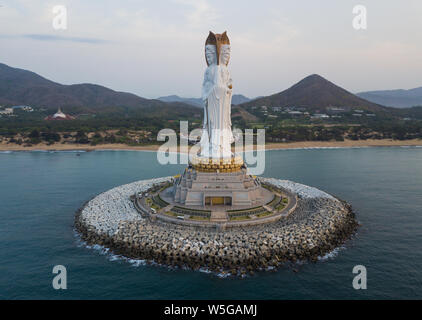 View of the Guanyin of Nanshan statue near the Nanshan Temple of Sanya in Sanya city, south China's Hainan province, 25 March 2019.    The Guanyin of Stock Photo