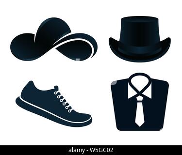 Unisex clothes icons on white background. Apparel vector design. Stock Vector