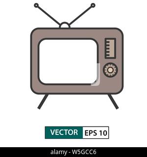 Television / TV icon. Colour style. Isolated on white background. Vector illustration EPS 10 Stock Vector