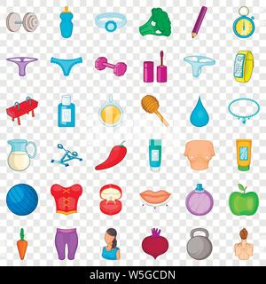 Broccoli icons set, cartoon style Stock Vector