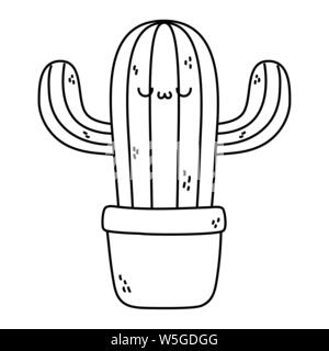 Cactus cartoon design, Kawaii expression cute character funny and emoticon theme Vector illustration Stock Vector