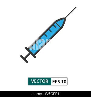 Injection icon. Colour style. Isolated on white background. Vector illustration EPS 10 Stock Vector