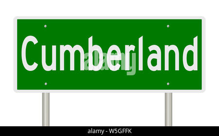 Rendering of a green highway sign for Cumberland Stock Photo