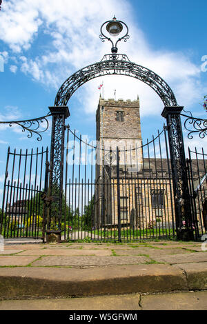 Wrought Iron Gates at St. Mary's Church Kirkby Lonsdale in the Diocese of Carlisle. Kirkby Lonsdale  a small town and civil parish in the South Lakela Stock Photo