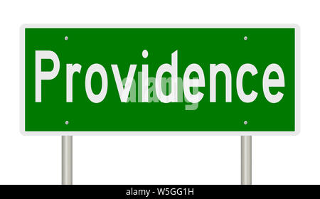 Rendering of a green highway sign for Providence Stock Photo