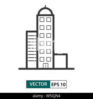 Building icon. Outline style. Isolated on white background. Vector illustration EPS 10 Stock Vector