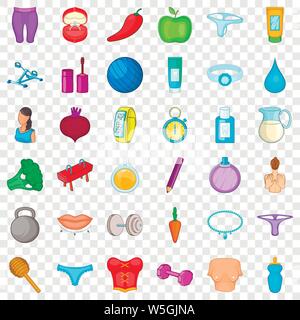 Massage icons set, cartoon style Stock Vector