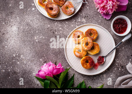 Homemade donuts with rose jam Stock Photo