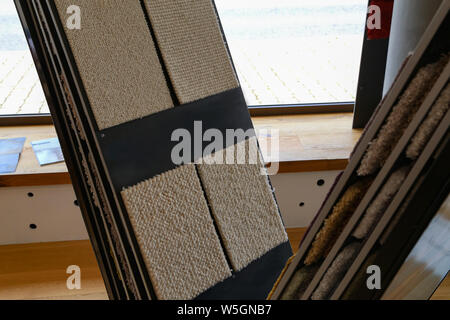 Colorful upholstery samples in the shop Stock Photo