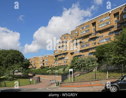 Dawson Heights, the famous 1960s public housing project in South London, designed by Kate Macintosh. Northern block viewed from the south. Stock Photo