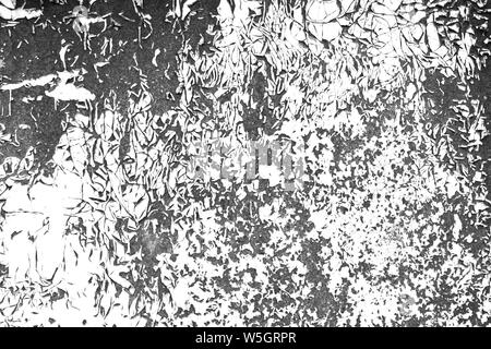 Old cracked paint contrast black and white texture background. Grunge scratch wall template for overlay artwork. Stock Photo