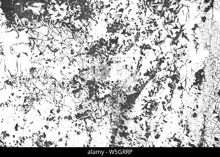 Cracked paint contrast black and white texture background. Grunge scratch old wall template for overlay artwork. Stock Photo