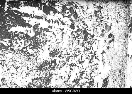 Weathered cracked paint contrast black and white texture background. Grunge scratch wall template for overlay artwork. Stock Photo